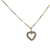 Yellow Gold Heart Charm Necklace with Round Brilliant Cut Diamonds