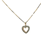 Yellow Gold Heart Charm Necklace with Round Brilliant Cut Diamonds