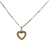 Yellow Gold Heart Charm Necklace with Round Brilliant Cut Diamonds