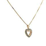 Yellow Gold Heart Charm Necklace with Round Brilliant Cut Diamonds