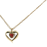 Yellow Gold Charm Necklace with Heart Cut Garnet