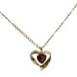 Yellow Gold Charm Necklace with Heart Cut Garnet