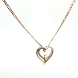 Yellow Gold Heart Charm Necklace with Round Cut Diamonds