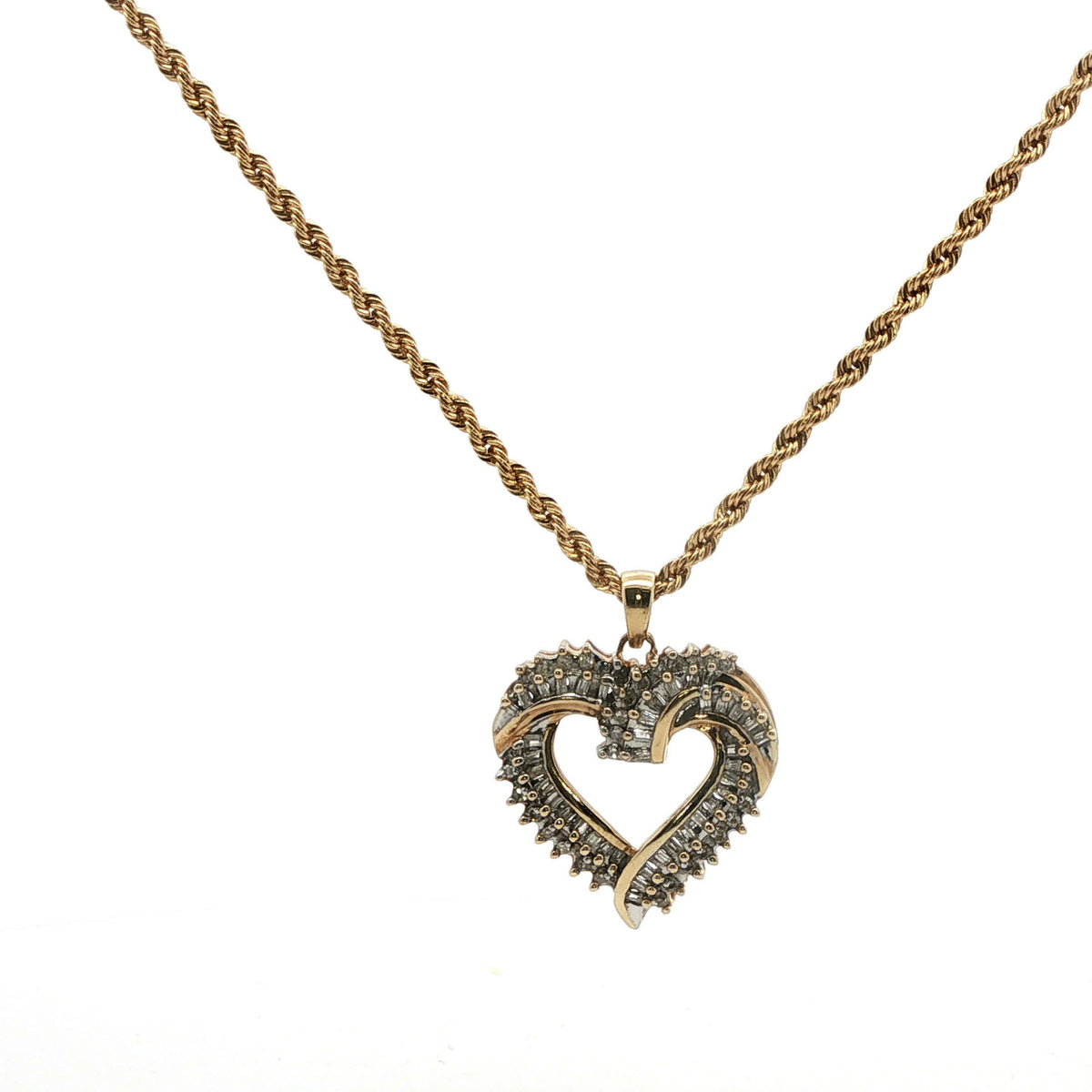 Yellow Gold Heart Shape Diamond Charm Necklace