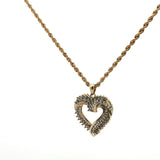 Yellow Gold Heart Shape Diamond Charm Necklace