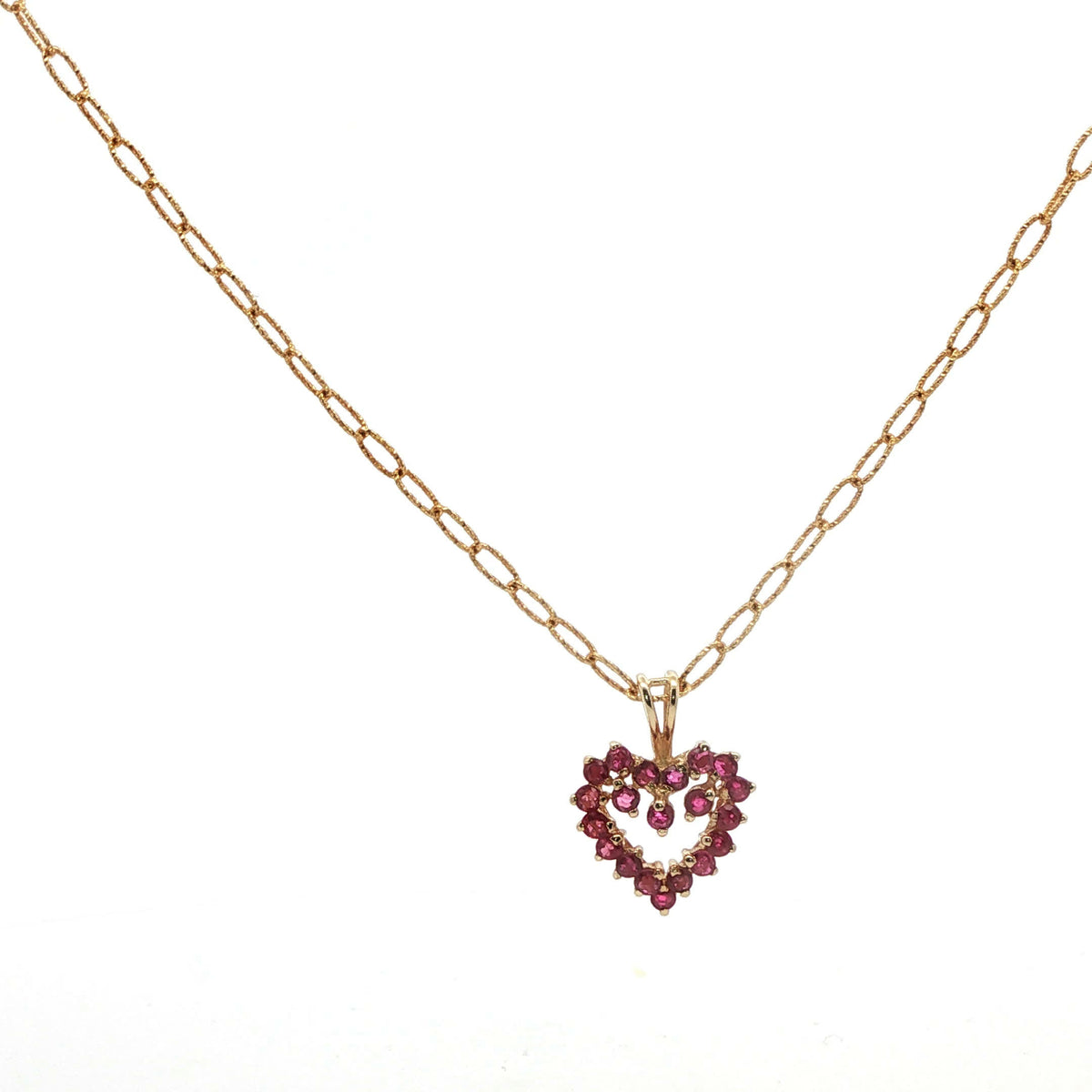 Yellow Gold Necklace with Heart-Shaped Ruby Charm