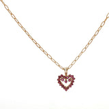 Yellow Gold Necklace with Heart-Shaped Ruby Charm