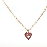 Yellow Gold Necklace with Heart-Shaped Ruby Charm