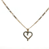 Yellow Gold Heart Pendant Charm Necklace with Round Cut Diamonds