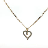 Yellow Gold Heart Pendant Charm Necklace with Round Cut Diamonds