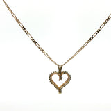 Yellow Gold Heart Pendant Charm Necklace with Round Cut Diamonds