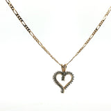 Yellow Gold Heart Pendant Charm Necklace with Round Cut Diamonds