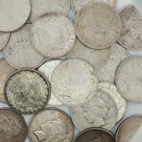 Assorted Vintage Silver Coins: Peace and Morgan Silver Dollars