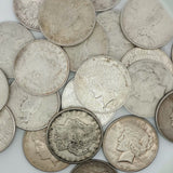 Assorted Vintage Silver Coins: Peace and Morgan Silver Dollars