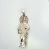 Silver Saint Figure Pendant with Radiant Halo
