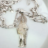 Silver Saint Figure Pendant with Radiant Halo