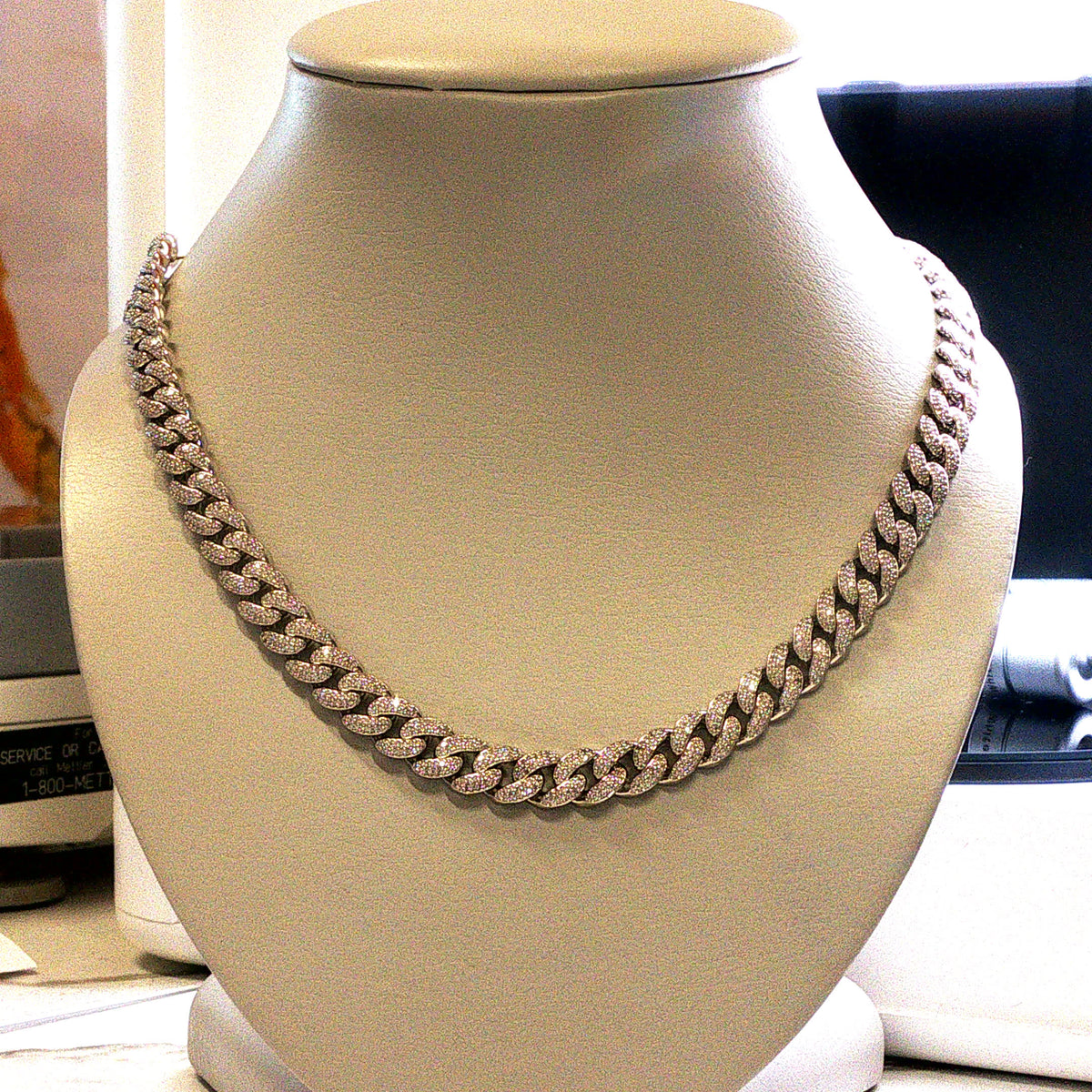 Diamond Pave White Gold Cuban Chain Necklace