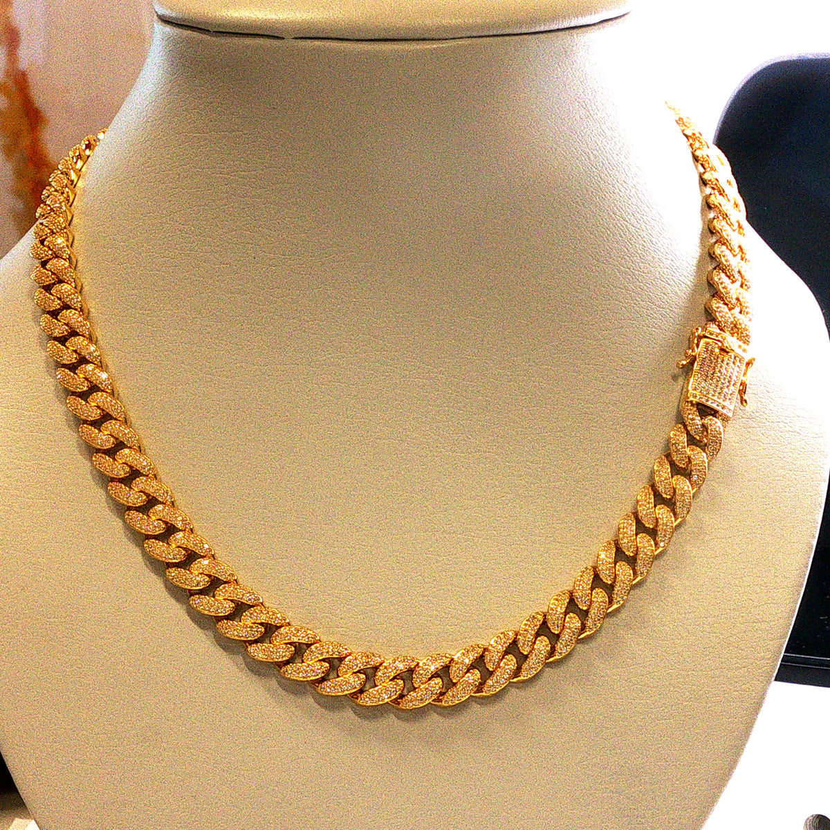 Yellow Gold Diamond-Encrusted Cuban Link Chain