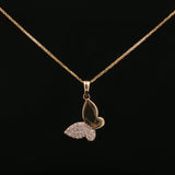 Diamond Pavé Butterfly Charm Necklace in Yellow Gold