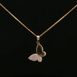 Diamond Pavé Butterfly Charm Necklace in Yellow Gold