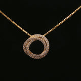 Yellow Gold Diamond Interlocking Circle Pendant Necklace