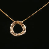 Yellow Gold Diamond Interlocking Circle Pendant Necklace