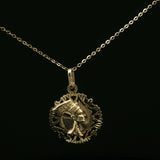 Yellow Gold Nefertiti Medallion Pendant Necklace