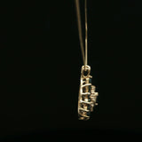 Deep Blue Sapphire Cluster Pendant on Yellow Gold Chain