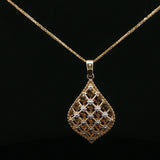 Two-Tone Gold Openwork Lattice Pendant Necklace