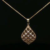 Two-Tone Gold Openwork Lattice Pendant Necklace