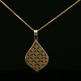 Two-Tone Gold Openwork Lattice Pendant Necklace
