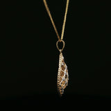 Two-Tone Gold Openwork Lattice Pendant Necklace