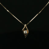 Diamond Open Twist Pendant on Yellow Gold Box Chain