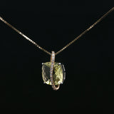 Yellow Gold Quartz Pendant Necklace with Curved Accent Band