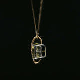 Yellow Gold Quartz Pendant Necklace with Curved Accent Band