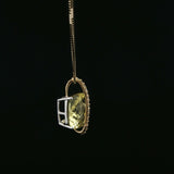Yellow Gold Quartz Pendant Necklace with Curved Accent Band