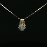 Yellow Gold Diamond Cluster Pendant Necklace