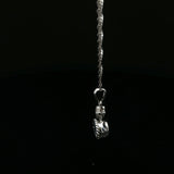 White Gold Blue Topaz Rope Bezel Pendant Necklace