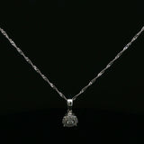 Diamond Halo Pendant Necklace in White Gold