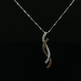 Diamond Interlocking Wave Pendant Necklace in White Gold