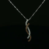 Diamond Interlocking Wave Pendant Necklace in White Gold