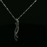 Diamond Interlocking Wave Pendant Necklace in White Gold