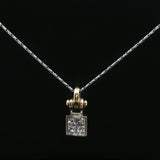 Square Diamond Cluster Pendant Necklace in White Gold