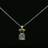 Square Diamond Cluster Pendant Necklace in White Gold