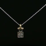 Square Diamond Cluster Pendant Necklace in White Gold