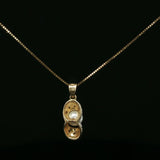Whimsical Peanut Shell Pearl Pendant in Yellow Gold