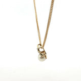 Yellow Gold Pearl and Diamond Accent X-Design Necklace