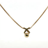 Yellow Gold Pearl and Diamond Accent X-Design Necklace