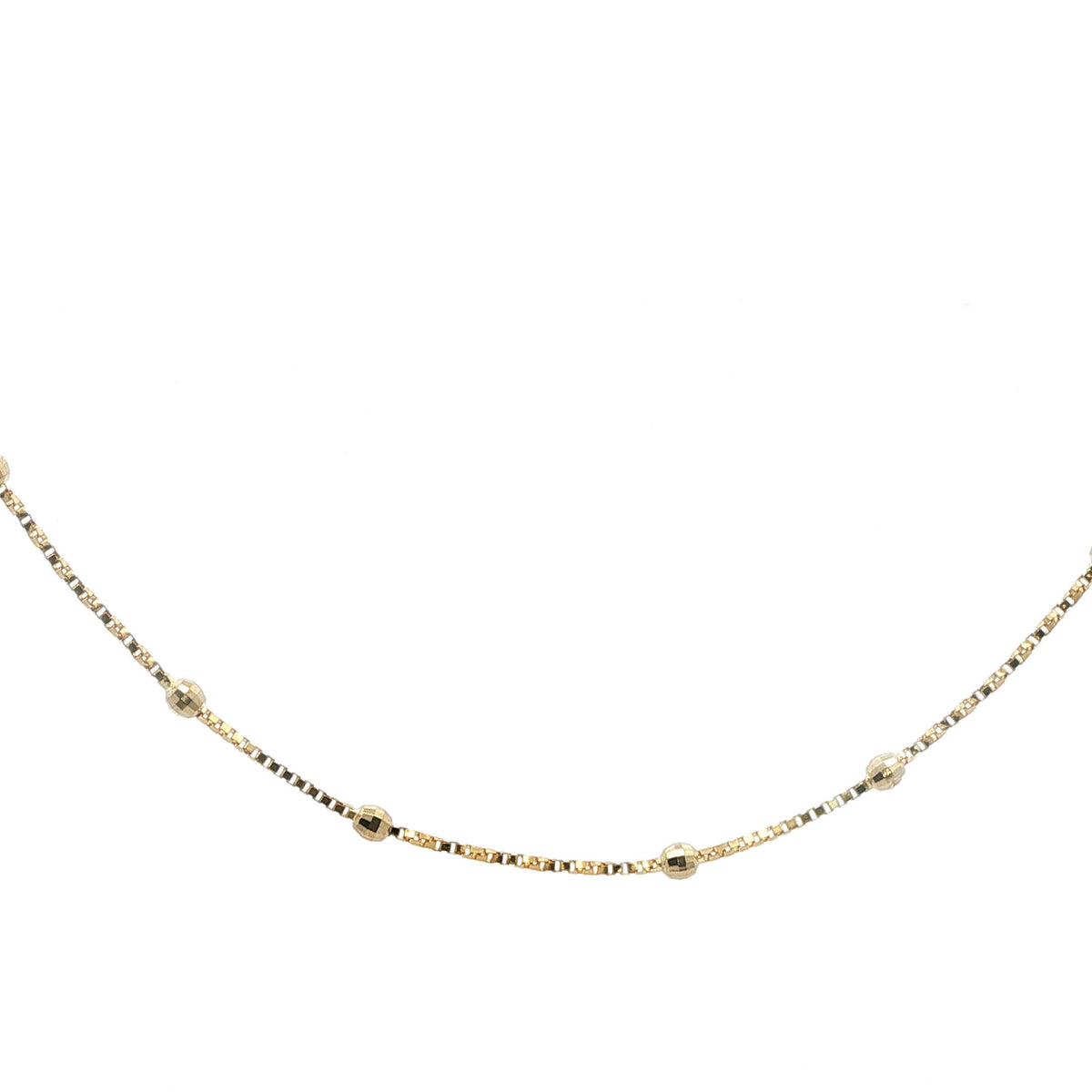 Faceted Bead Station Necklace in Yellow Gold