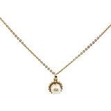 Yellow Gold Pearl Pendant Necklace with Scalloped Halo